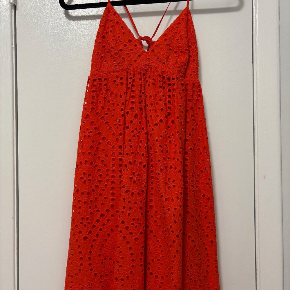 Red Eyelet Lace Dress